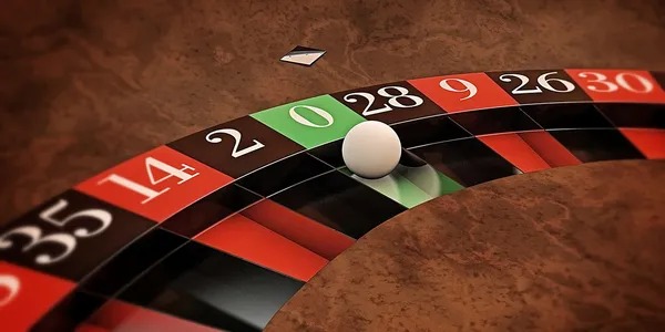 Roulette wheel spinning in live-dealer studio
